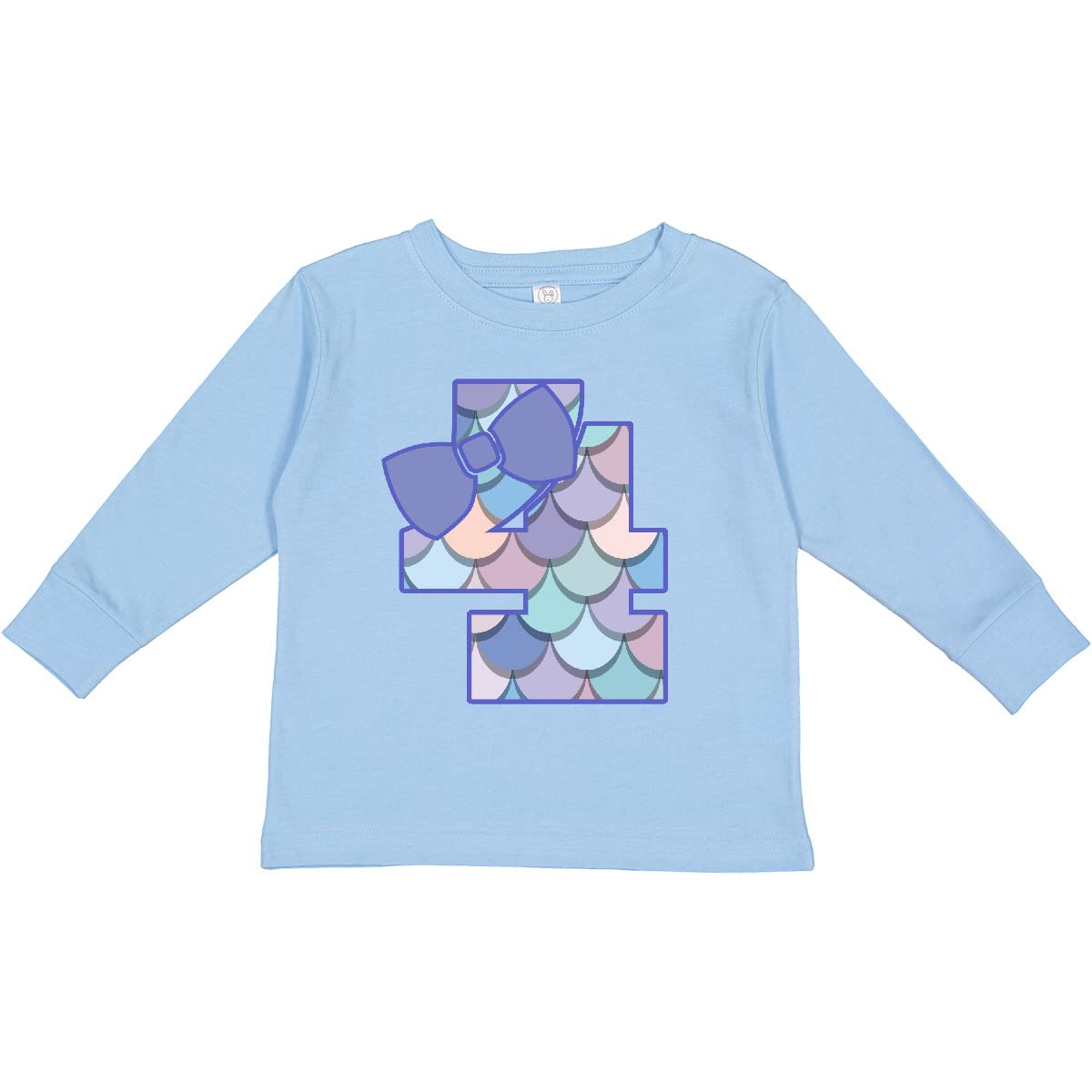 Inktastic 4th Birthday Mermaid T-Shirt for 4 Year Old Girls - Cute Long Sleeve Toddler Top for Birthday Party & Photo Shoots