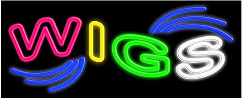 Stylish Wigs Glass Neon Sign #10930 - Handcrafted in USA | Perfect for Salon Decor, Bar Signage & Home Lighting