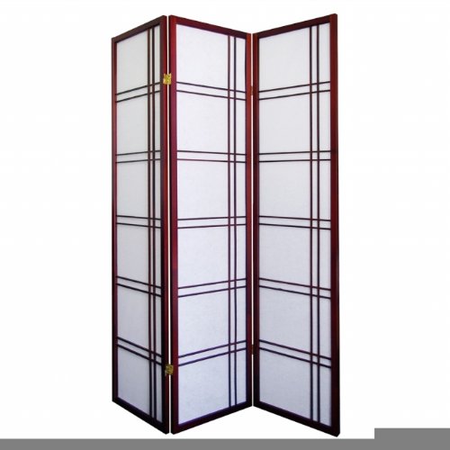 MANMADE Girard 3-Panel Wooden Room Divider Screen - Cherry Finish for Home Office, Living Room & Bedroom Privacy