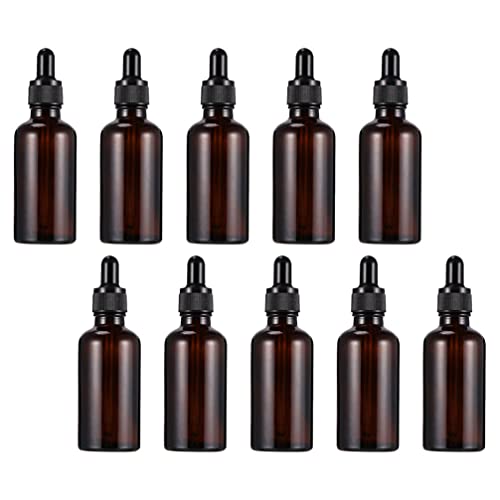 FOMIYES 10-Pack Amber Glass Dropper Bottles for Essential Oils, Perfume & Travel - 5ml Empty Portable Dispenser Bottles with Dropper for DIY, Aromatherapy & Skincare