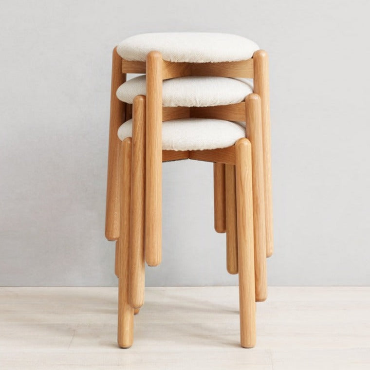 Solid Oak Wood Makeup Stool - Durable & Stylish Vanity Seat for Bedroom, Bathroom, or Dressing Room