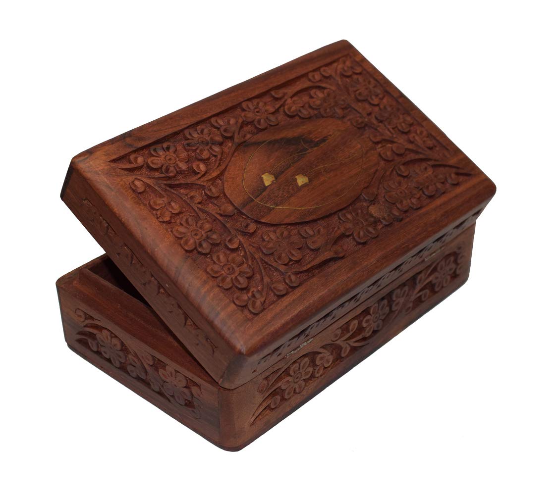Set of 3 Handmade Wooden Jewelry Box Organizers with Floral Design - Perfect for Necklace, Ring & Earring Storage - Great Gift for Women, Brides & Home Decor