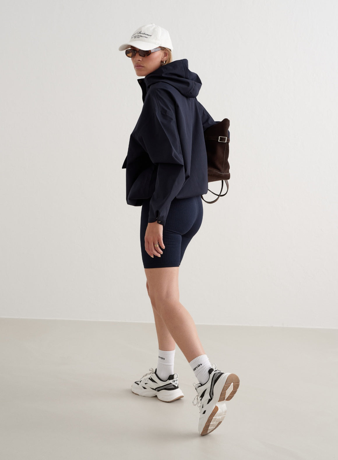 Waterproof Navy Blue Oversized Anorak Jacket for Women - Windproof Raincoat for Outdoor Hiking, Camping & Travel