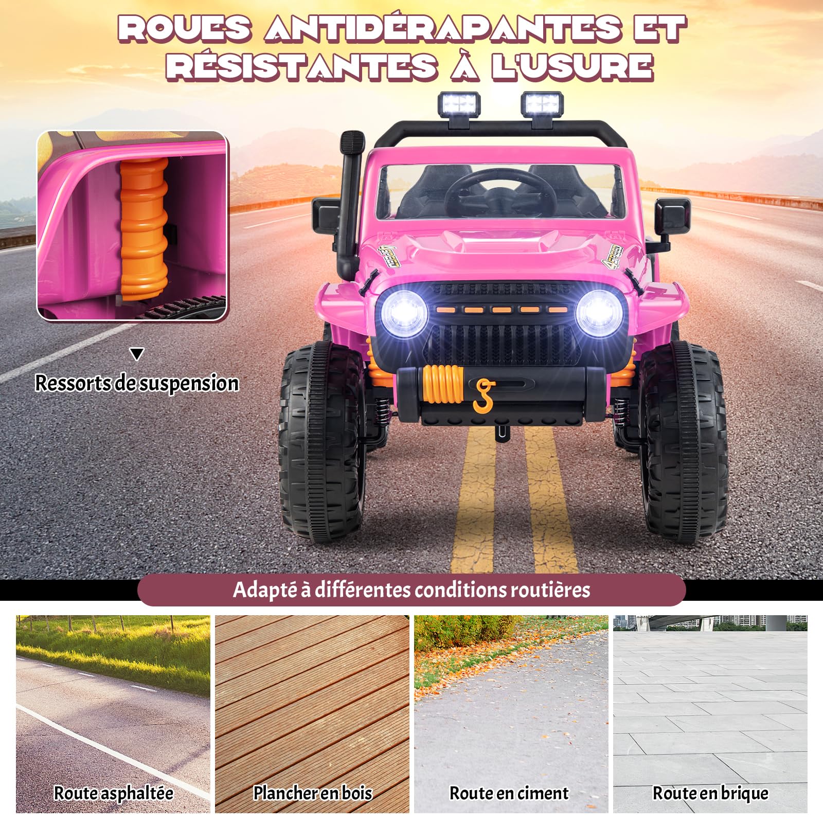 COSTWAY 12V Kids Ride On Car with Parental Remote Control 2.4G | 2-Seater Electric Vehicle with Music, LED Lights & Slow Start | 100kg Weight Capacity for Ages 3+ | Perfect for Birthday Gifts, Outdoor Play & Backyard Fun