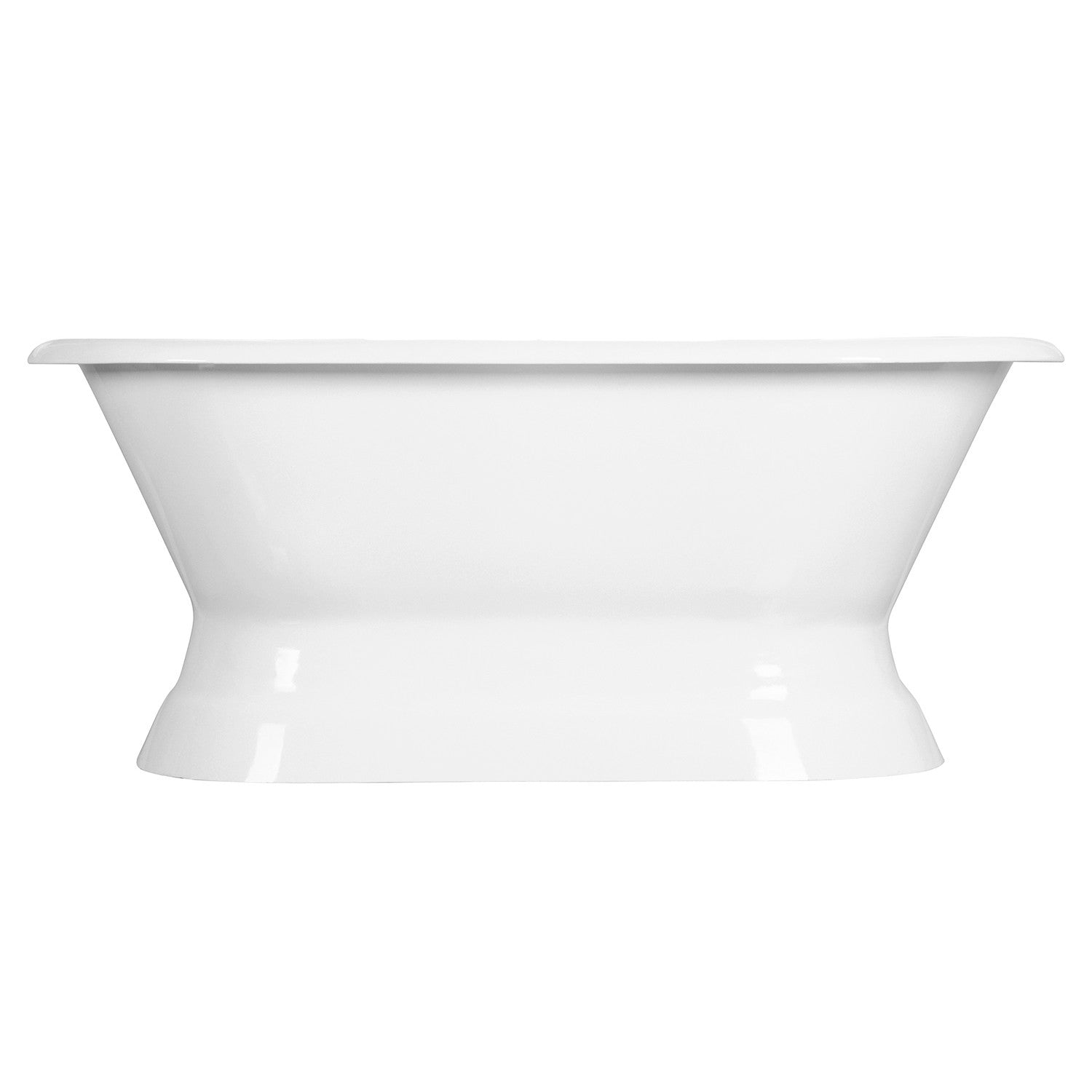 Aqua Eden 66 Inch White Cast Iron Oval Double Ended Pedestal Bathtub - No Faucet Drillings | Freestanding Soaking Tub for Luxury Bathroom & Spa Relaxation