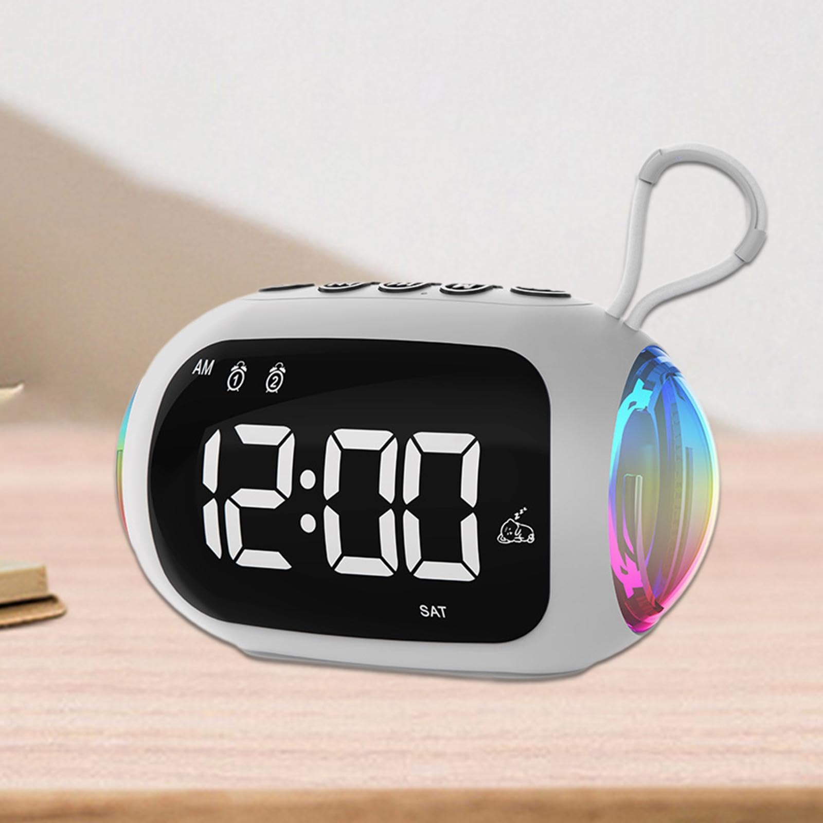 Fityle Digital Alarm Clock with LED Display, FM Radio & Speaker - White Nightstand Clock for Bedroom, Office, and Home Decor | Perfect for Nightstands, Desks, and Countertops