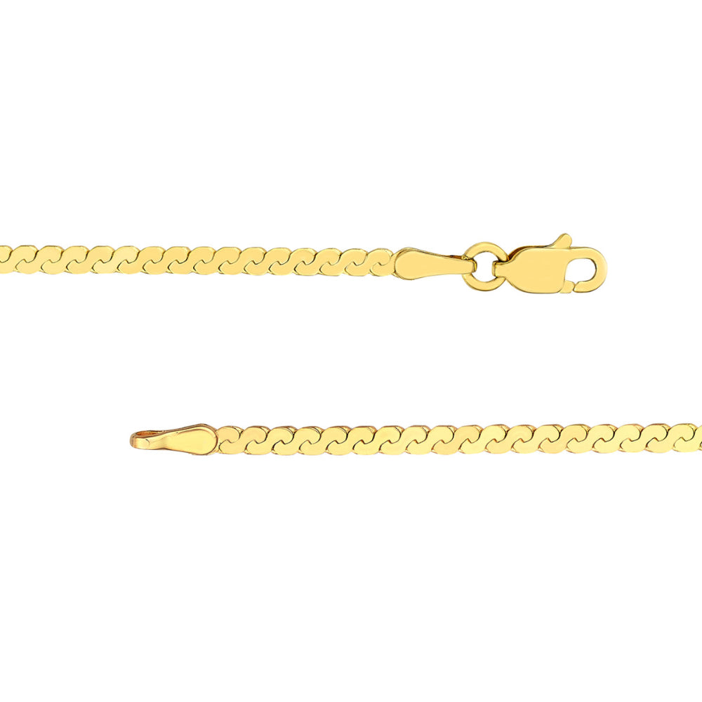 14K Gold 2mm Serpentine Chain Necklace 18 Inches - Dainty Layering Jewelry for Women, Perfect for Everyday Wear & Gift Giving