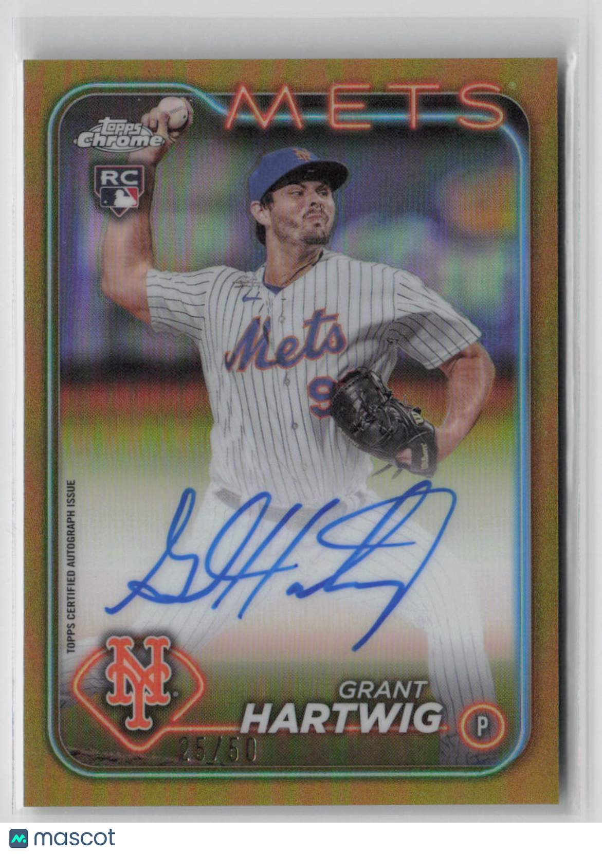 2024 Topps Chrome Grant Hartwig Rookie Card #RA GH Gold Parallel 25/50 - Perfect for Baseball Card Collectors & MLB Fans
