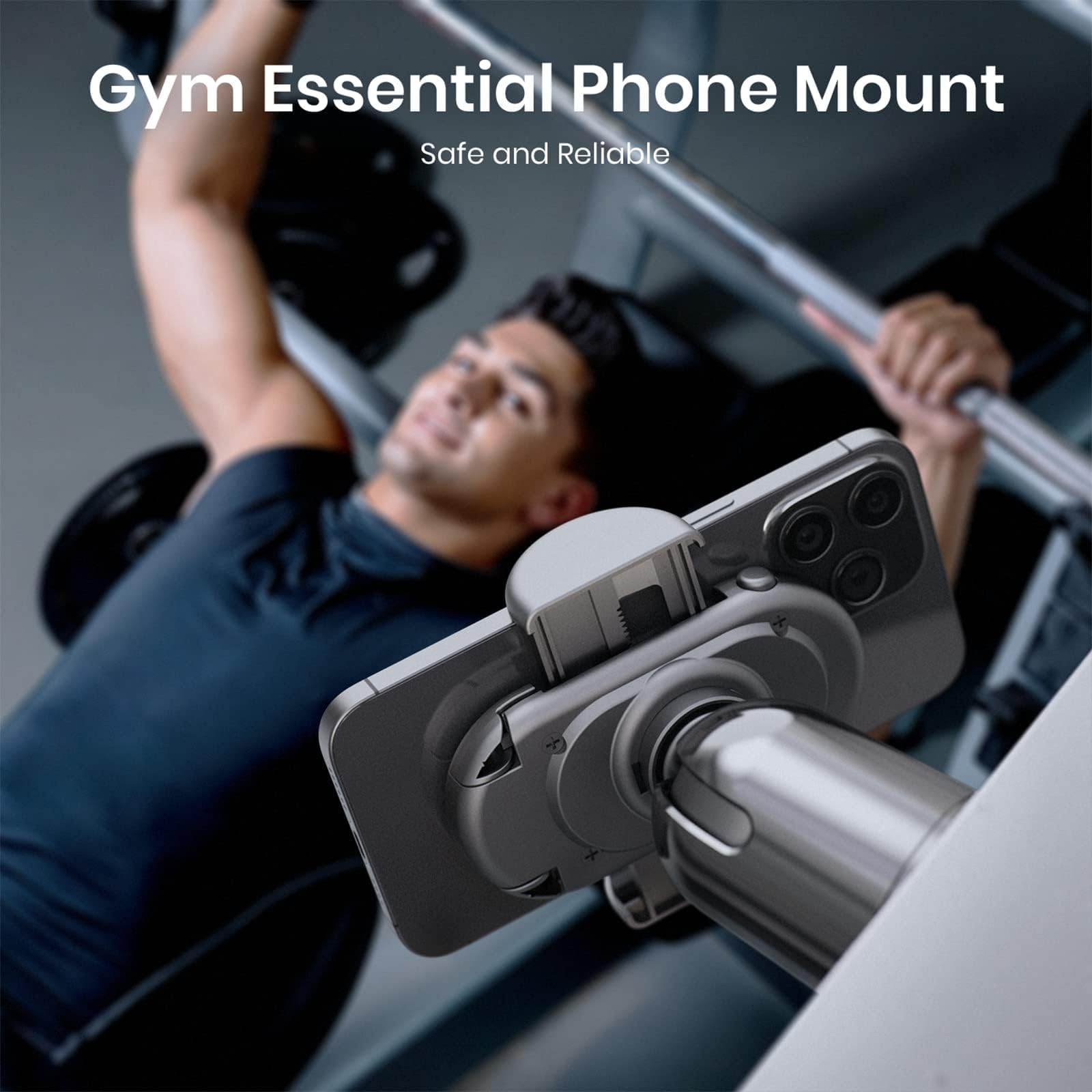 MiiKARE Magnetic Gym Phone Holder - 360° Rotating, Hands-Free for Workouts, Running, Cycling & Home Use - Black Fitness Accessory
