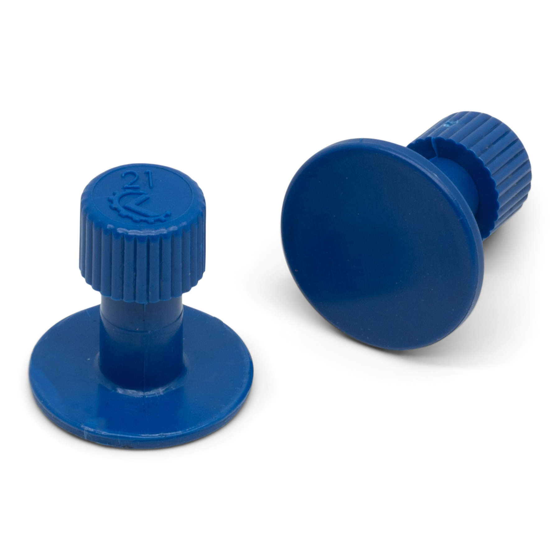 Dead Center™ 21mm Blue Intermediate Round Tabs (5 Pack) - Perfect for Guitar, Bass, and Ukulele String Spacing and Alignment