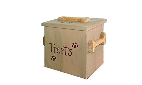 Farmhouse Style Dog Treat Box in Burgundy - Rustic Pet Storage for Dog Treats, Biscuits & Snacks - Perfect for Home, Kitchen or Pet Gift