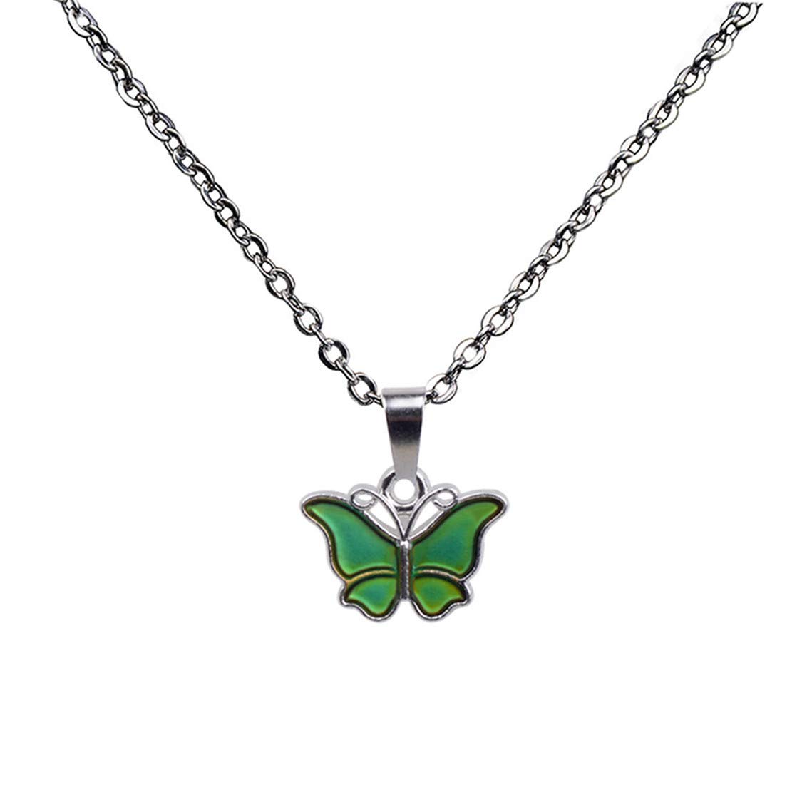 Mood Changing Butterfly Pendant Necklace for Women - Sterling Silver Chain with Color Shifting Gemstone | Perfect for Gifts, Parties & Everyday Wear