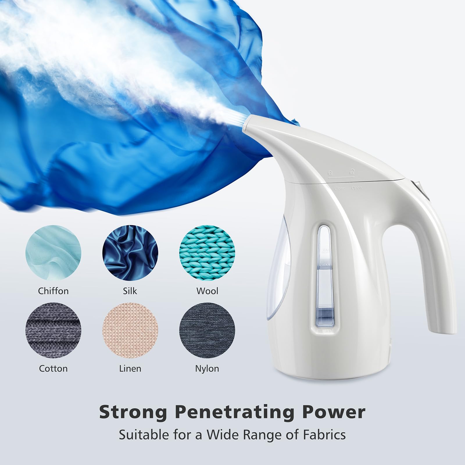 HiLIFE Portable Handheld Steamer for Clothes - 700W Powerful Steam, 240ml Large Water Tank, Quick Wrinkle Remover for Shirts, Dresses & Suits - Ideal for Home, Office & Travel Use (White, 120V Only)