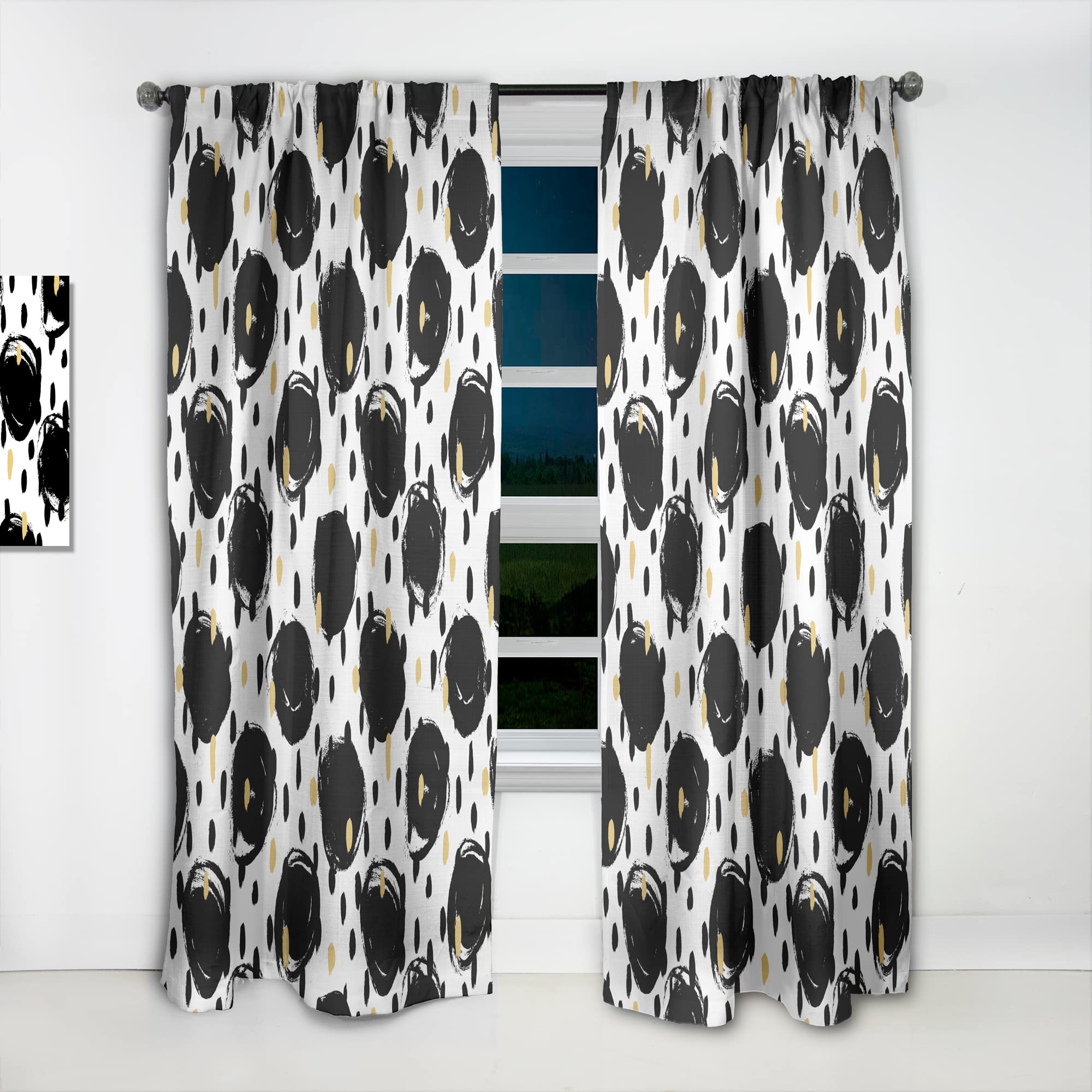 DesignQ Monochrome Geometric Pattern Blackout Curtains - Thermal Insulated Single Panel (52x108 inches) for Bedroom & Living Room - Modern Window Treatment for Home Decor & Light Control