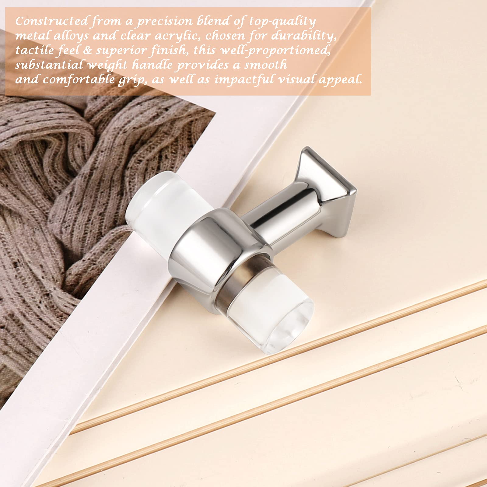 10 Pack Silver Crystal Cabinet Knobs - Zinc Alloy Drawer Handles for Kitchen, Wardrobe & Dresser