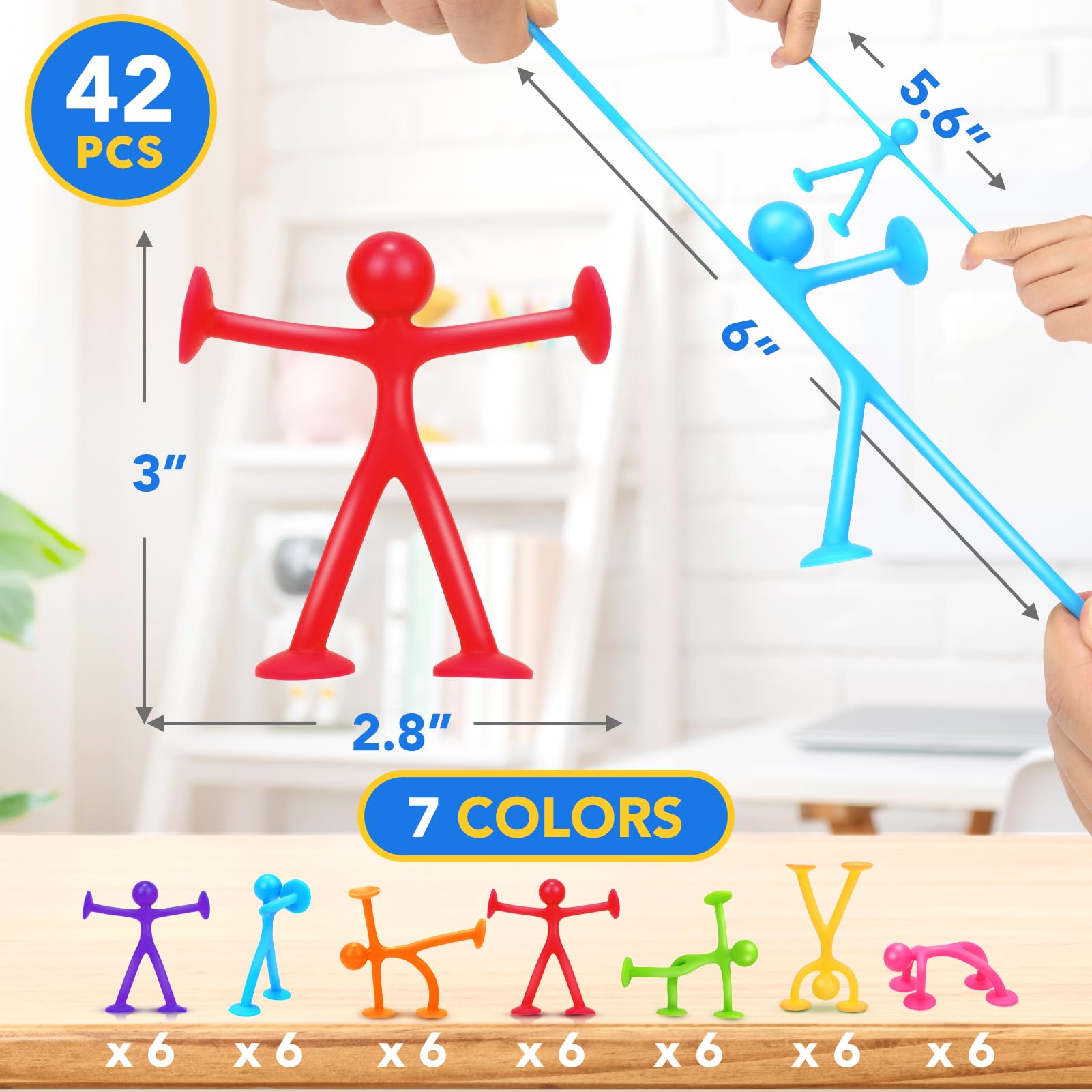42Pcs Sensory Fidget Toys for Kids & Adults - Stress Relief Toys for Office, Travel, Classroom - Suction Fidget Toys for Boys, Girls, Toddlers - Perfect for Car Rides, Windows Play & Party Favors