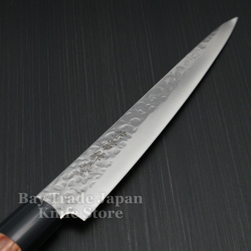 Kanetsune Seki Hammered Finish DSR 1K6 Sujihiki Slicer Knife 210mm - Japanese High Carbon Steel Kitchen Knife for Sushi, Meat & Deli Slicing - Perfect for Chefs & Home Cooking