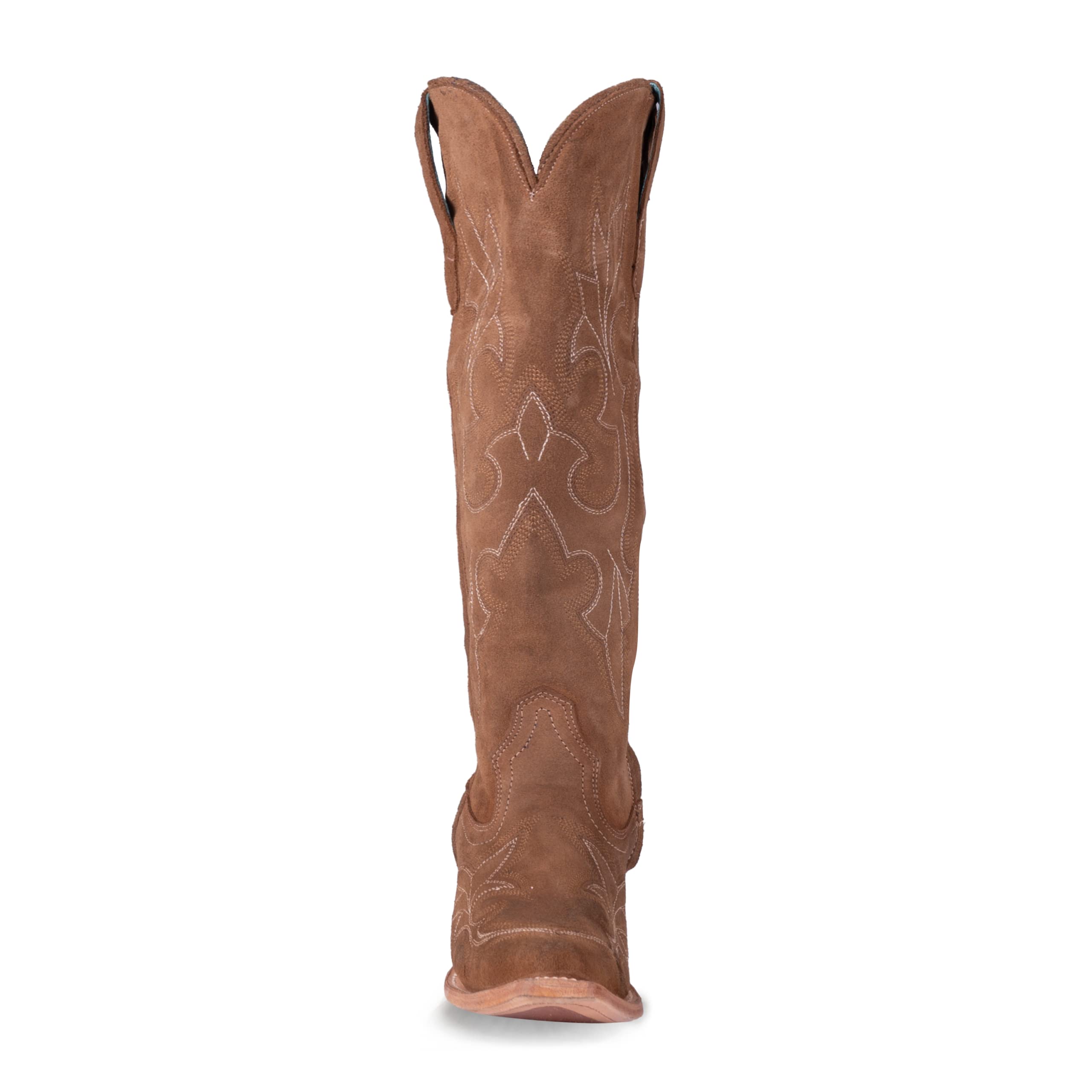Women's Suede Embroidered Knee High Corral Boots - Snip Toe, 2-3