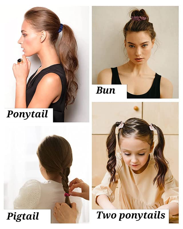 Shidara Silk Hair Scrunchies - 12 Pack Satin Ponytail Holders for Women with Curly, Thick or Thin Hair | Soft Hair Elastics for Everyday Use, Workouts & Special Occasions