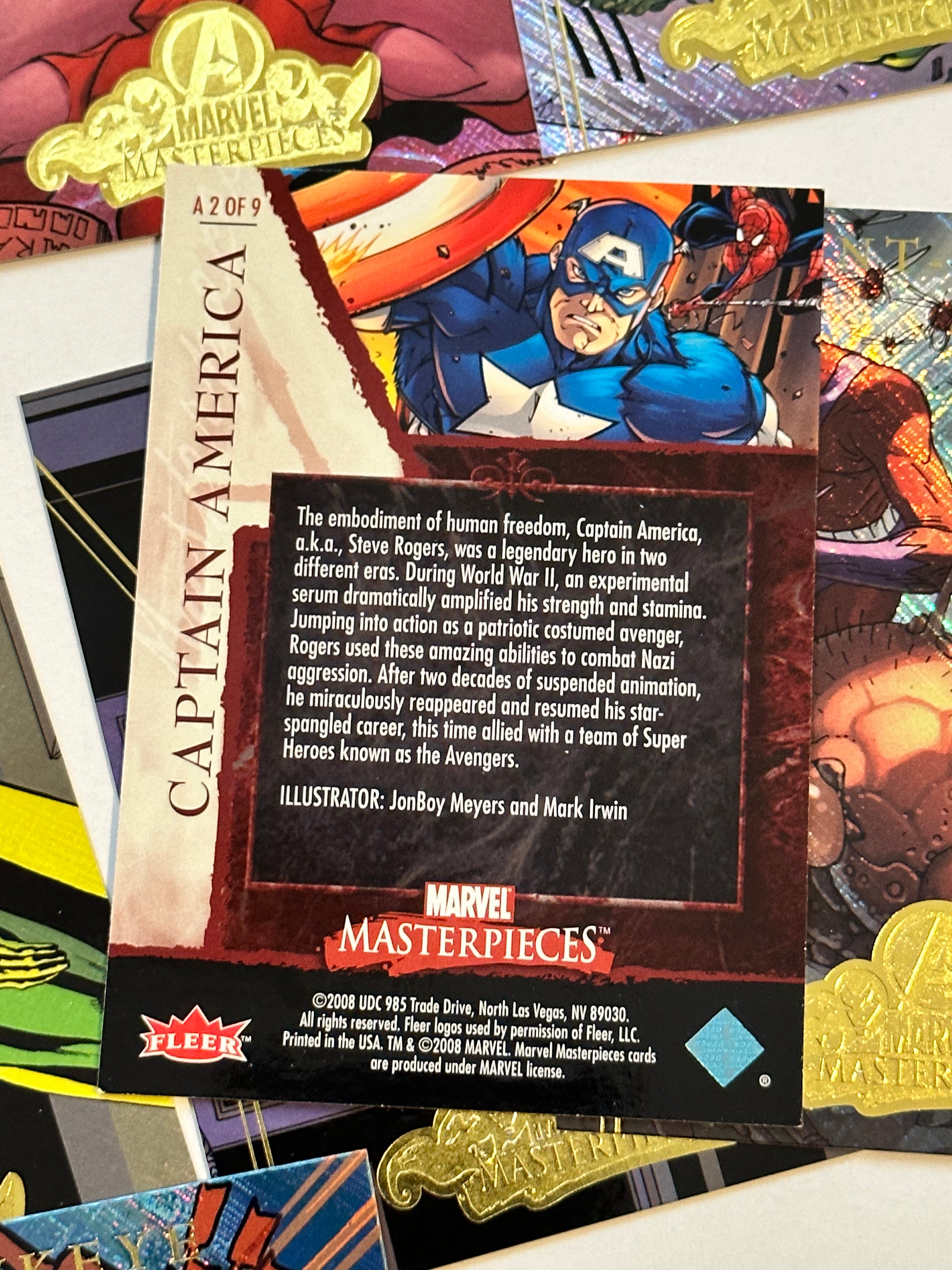 2008 Marvel Masterpieces Series 8 Trading Cards Lot - Complete A Insert Set for Collectors | Perfect for Comic Book Fans & Card Collectors