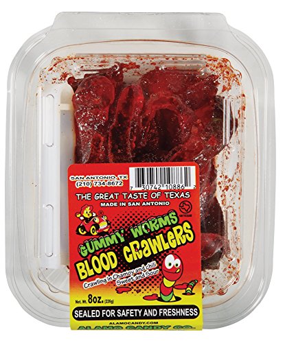 Alamo Candy Gummy Worm Blood Crawler - 1 Count Bag of Sour Sugar Candy for Halloween, Parties & Movie Nights | Fun Ethnic Treat for Kids & Adults