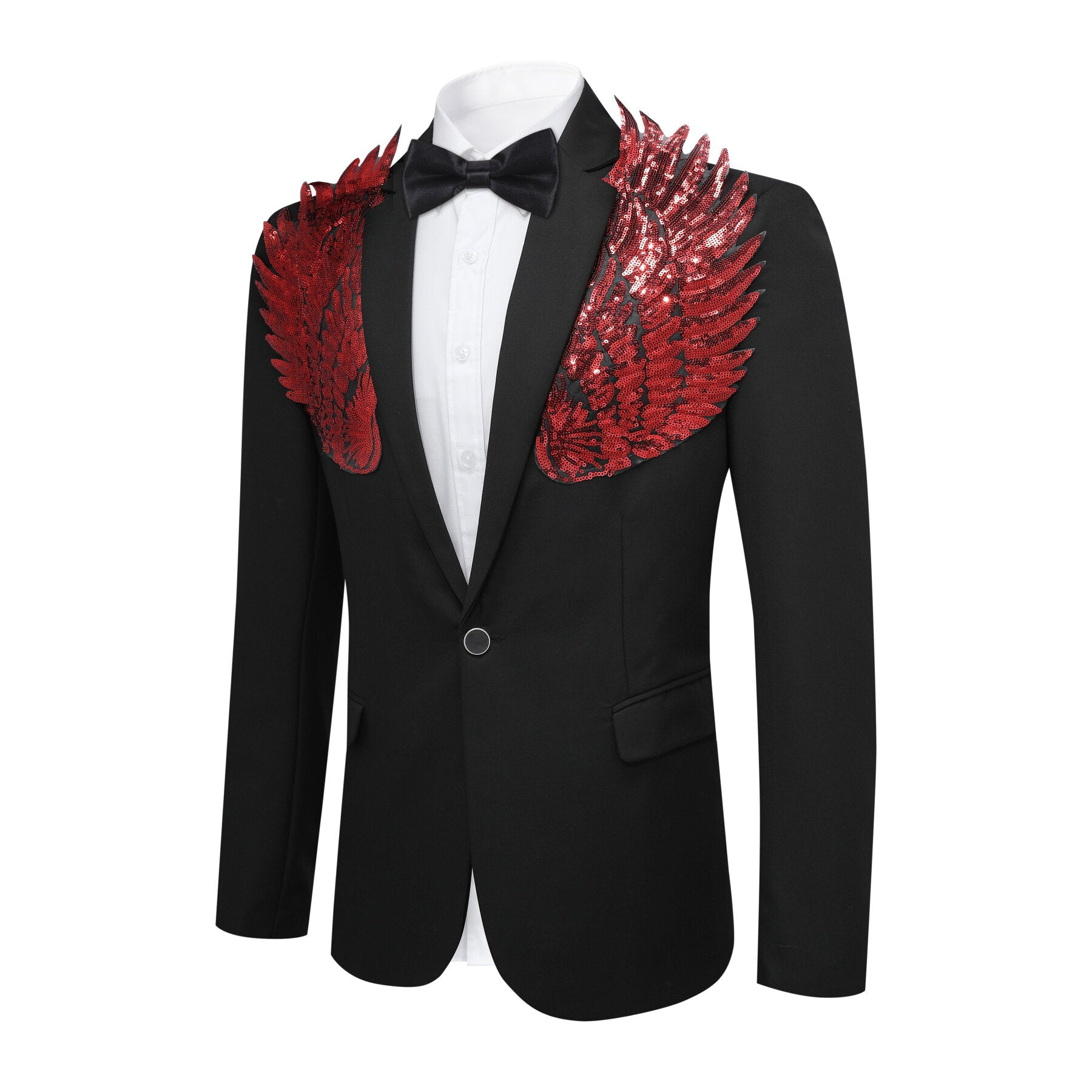 Red Wings Black Blazer Dress with Floral Embroidery - Elegant Women's Formal Wear for Office, Cocktail Parties & Special Occasions