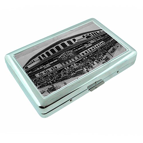 Vintage Baseball Stadium Cigarette Case - American Pastime Themed Metal Wallet & ID Holder (4