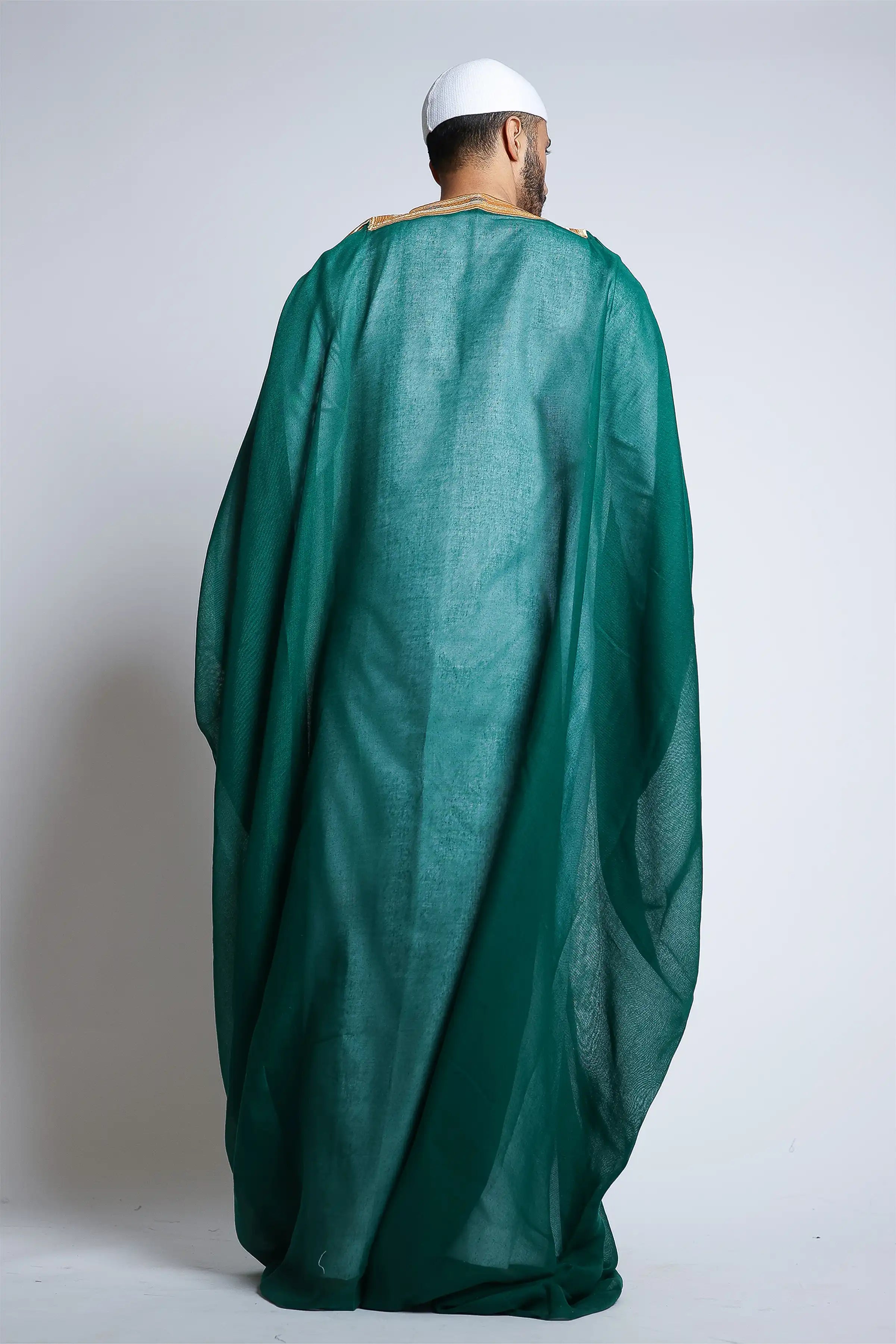 Premium Pine Green Arab Bisht - Traditional Middle Eastern Cloak for Men - Perfect for Weddings, Festivals & Special Occasions