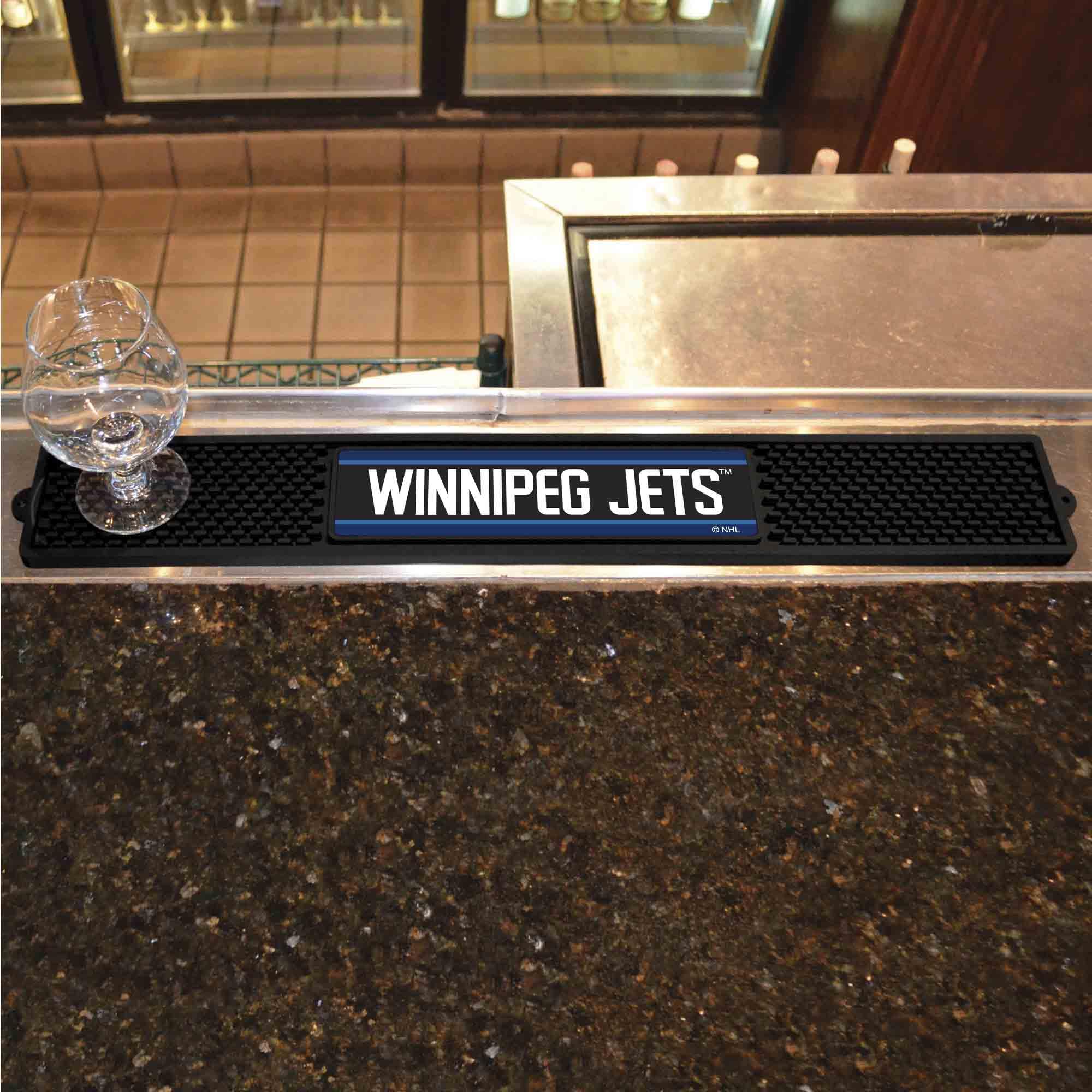 FANMATS 17015 Winnipeg Jets NHL Drink Bar Mat - 3.25x24 Inch Durable Dish Drying Mat for Kitchen Countertops - Non-Slip, Easy Clean, Absorbent Coaster - Perfect for Beer, Wine & Coffee Cups at Home Bars or Game Nights