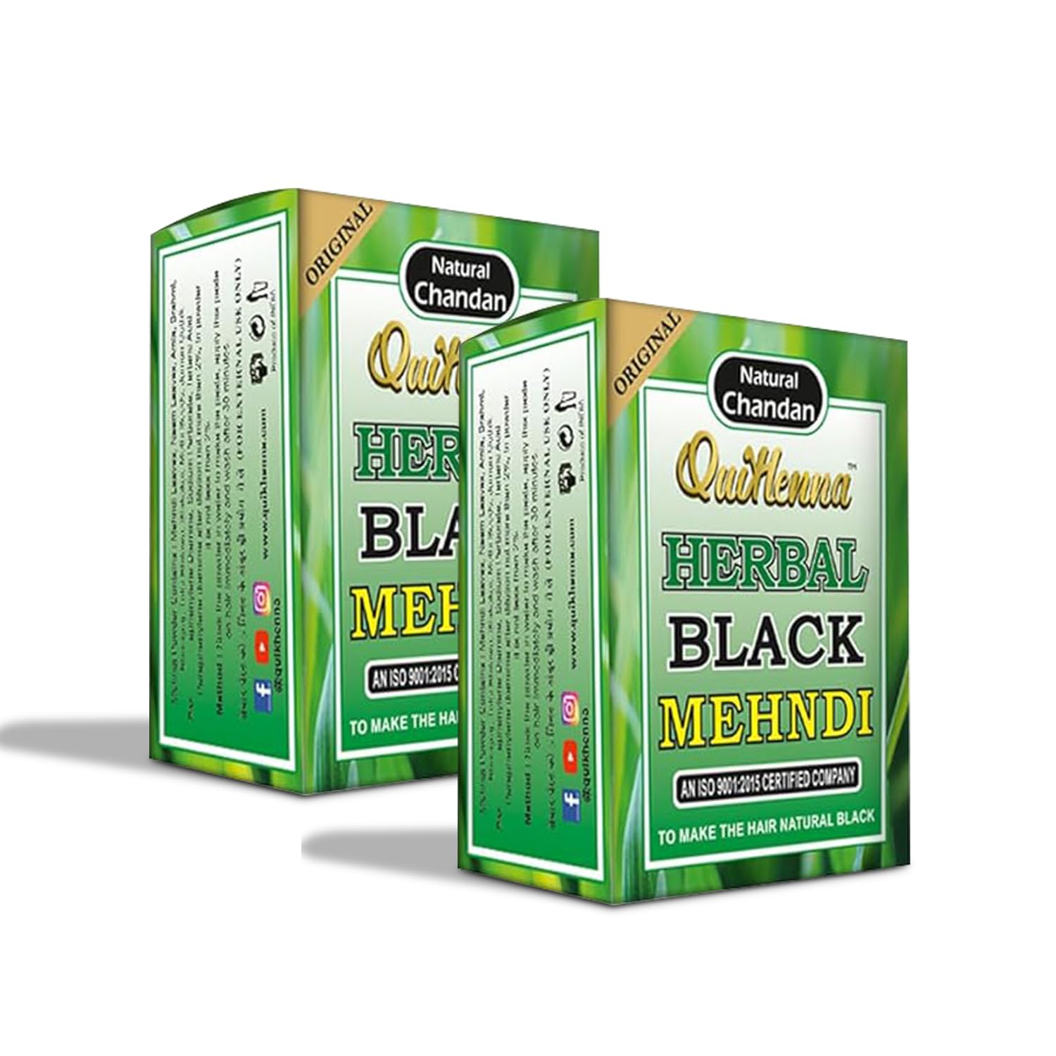 ByPurenaturals QuikHenna Herbal Henna Black Mehndi Hair Color - 100% Natural Black Hair Dye for Men & Women - 65g (Pack of 2) - 100% Grey Coverage, Shiny Hair, No Chemicals - Perfect for Natural Hair Coloring at Home or Salon Use