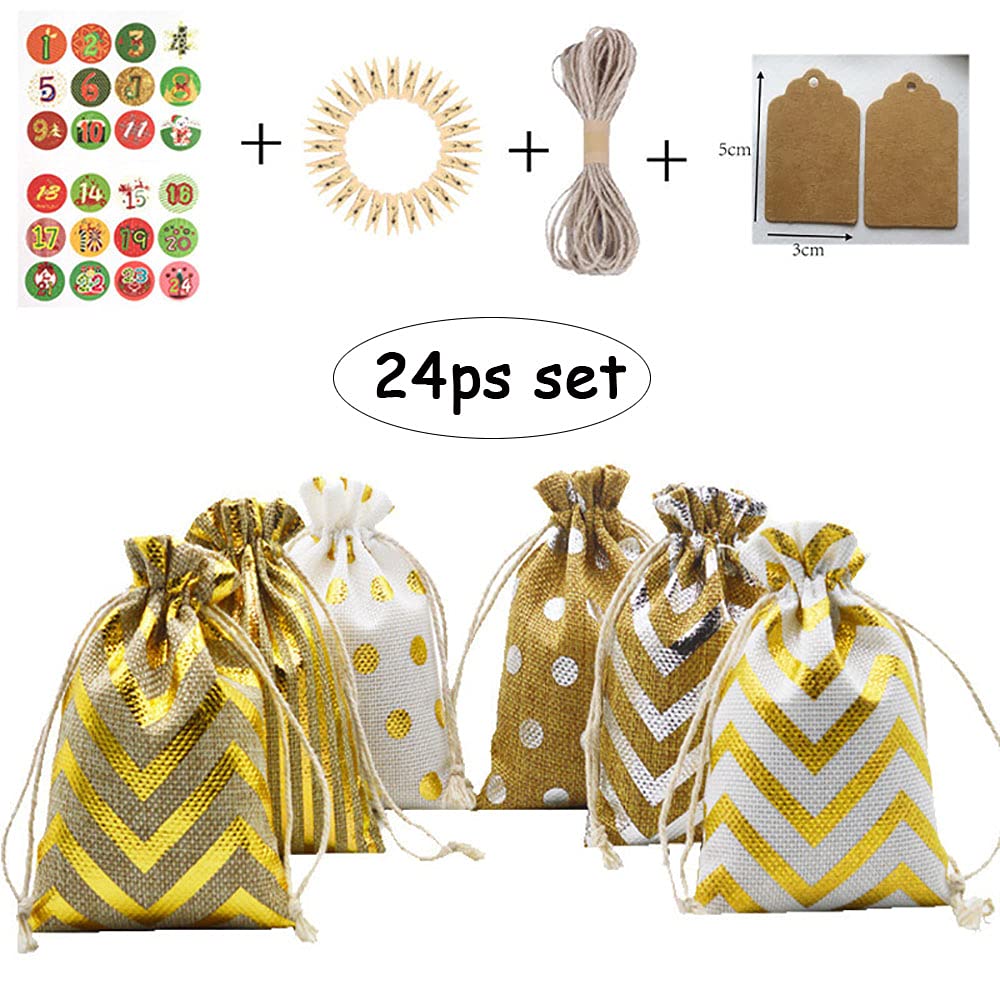 24Pcs Natural Linen Burlap Drawstring Bags - Small Jewelry Pouches for Wedding, Christmas, Birthday Party Favors | DIY Craft Storage Jute Sacks for Gifts, Jewelry, Beads & Small Keepsakes
