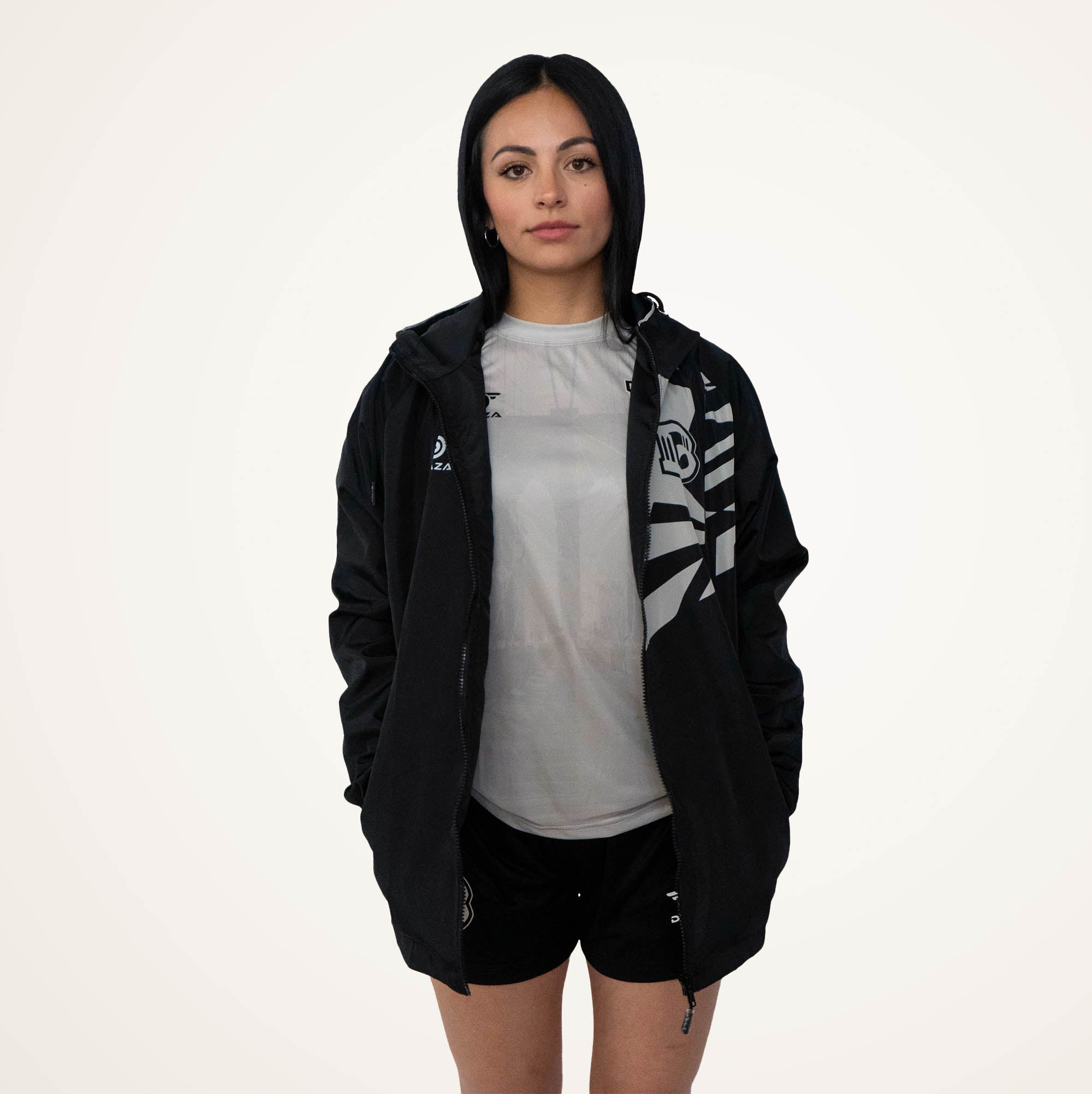 Brooklyn FC Women's Black Windbreaker Jacket - Lightweight Waterproof Running & Training Jacket for Soccer & Outdoor Sports