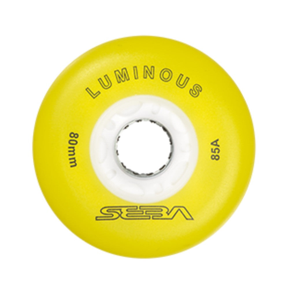 Seba Luminous 72mm LED Light Up Inline Skate Wheels - 4 Pack for Night Skating & Outdoor Rollerblading Adventures
