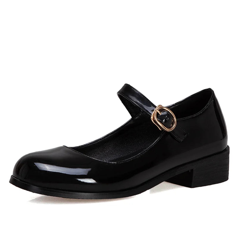 Spring Women's Loafers - Stylish Patent Leather Mary Janes with Elegant Strap | Comfortable Flats for Casual Wear & Dancing | Extended Sizes up to 45 | Perfect for Office, Parties & Everyday Fashion