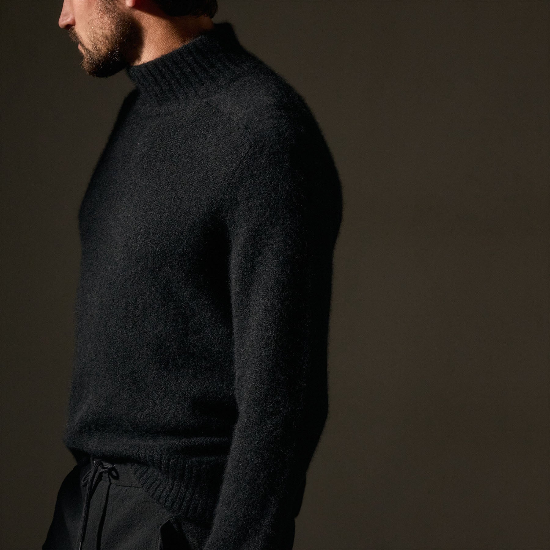 Luxury Cashmere Funnel Neck Sweater for Women - Soft Winter Pullover, True Black - Perfect for Office, Date Night & Holiday Outfits