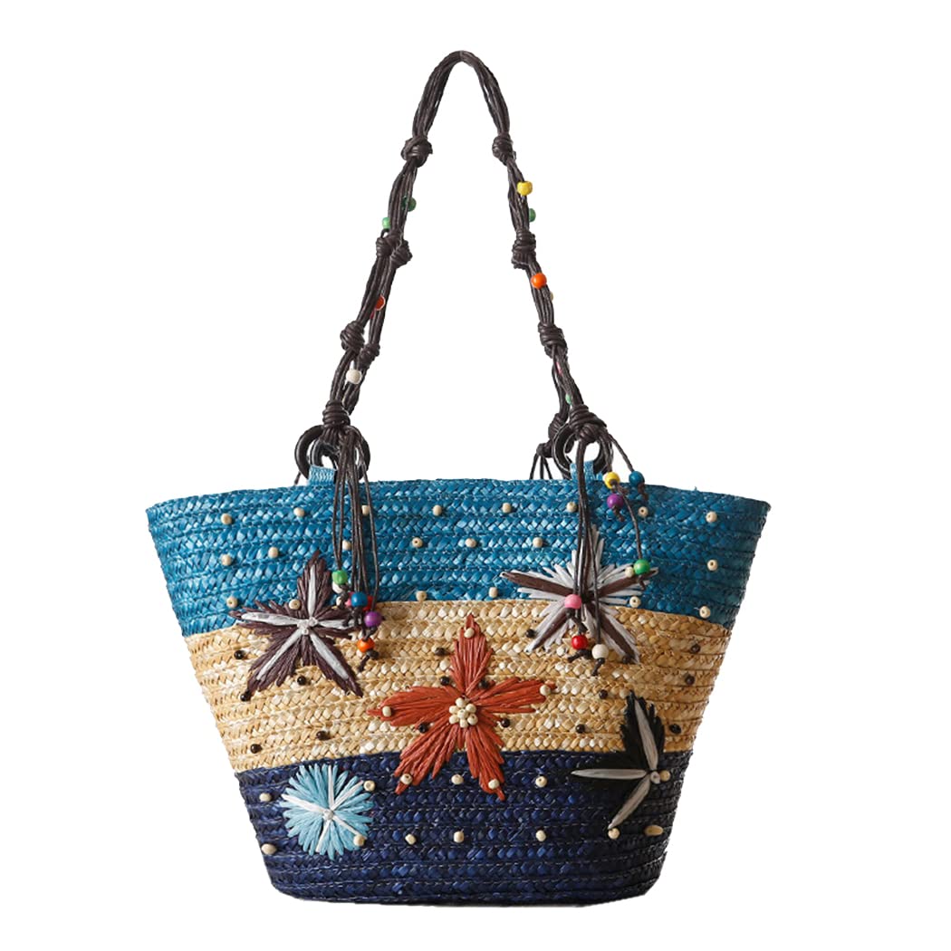 Stylish Straw Tote Bag for Women - Summer Beach Shoulder Bag with Starfish Design, Fashionable Woven Basket Purse for Travel, Shopping & Outdoor Activities