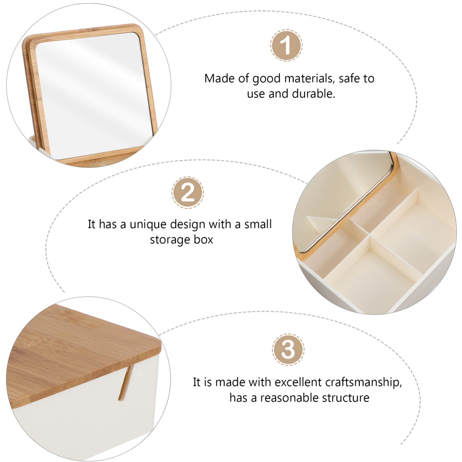 Portable Wooden Folding Desk Mirror for Makeup & Travel