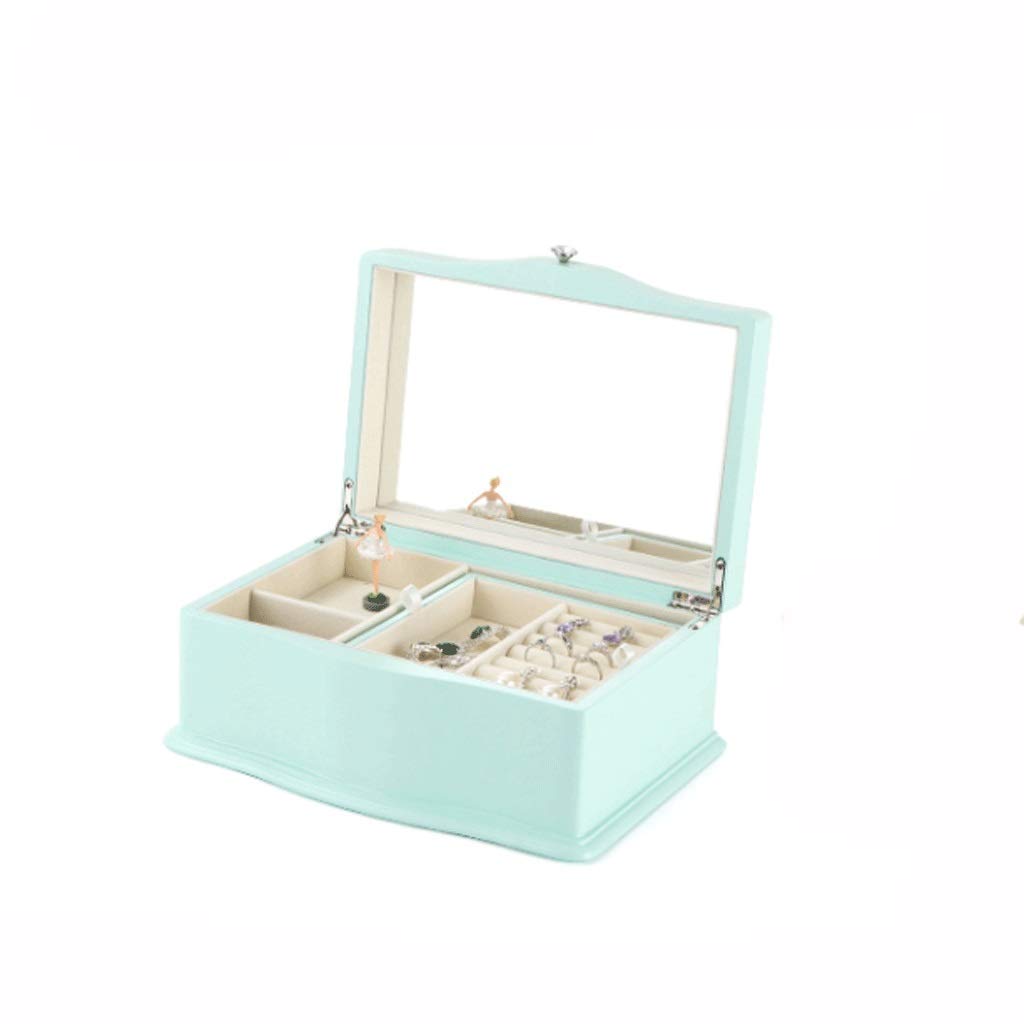 Jbshop Wooden Musical Jewelry Box - Large Capacity Portable Music Box with Figurines, Fashion Design for Jewelry Storage & Gift Giving (Green) - Perfect for Home Decor, Wedding Favors & Keepsake Organization