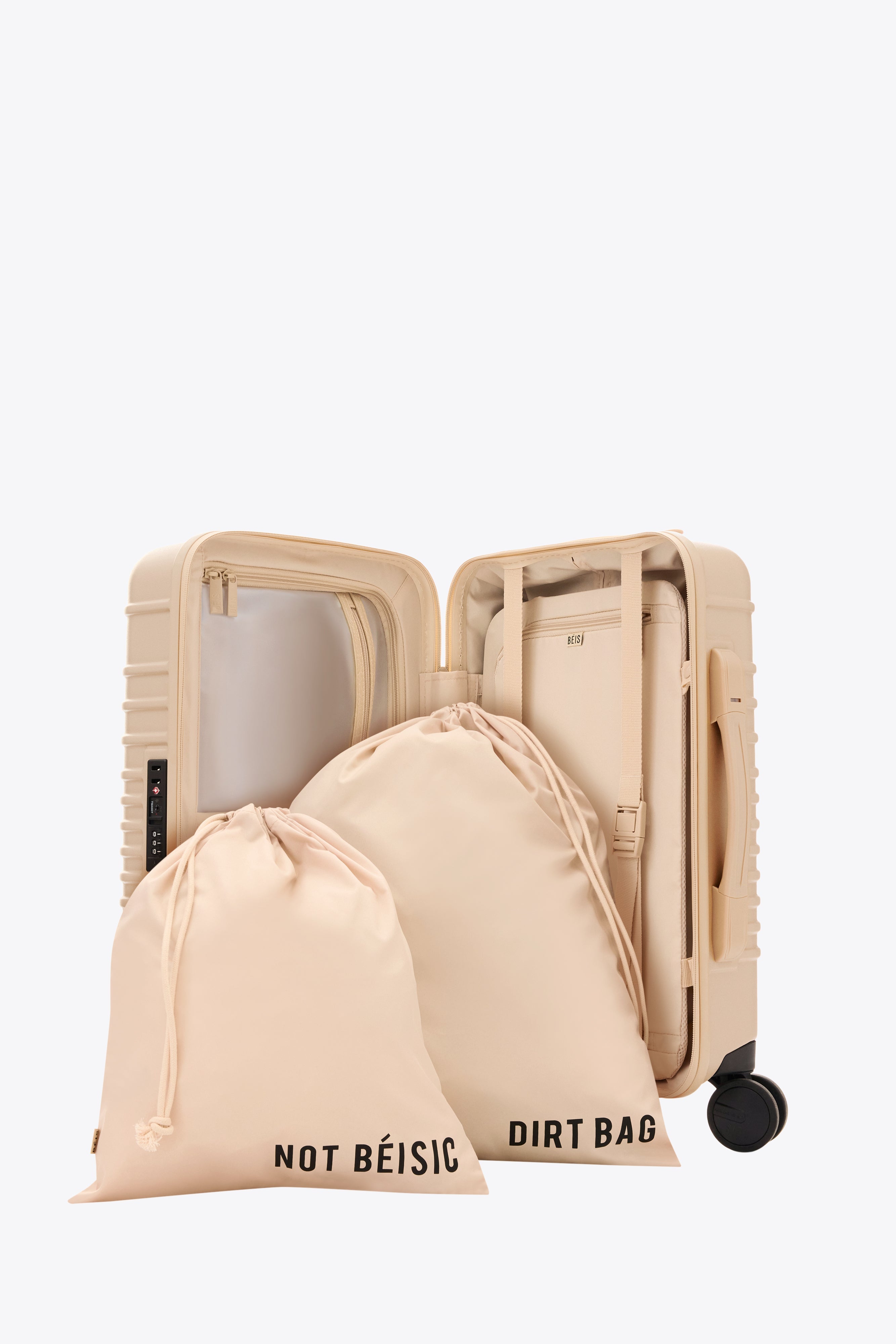 Beige Small Carry On Roller Luggage - Lightweight Compact Travel Suitcase for Airplane, Business Trips & Weekend Getaways