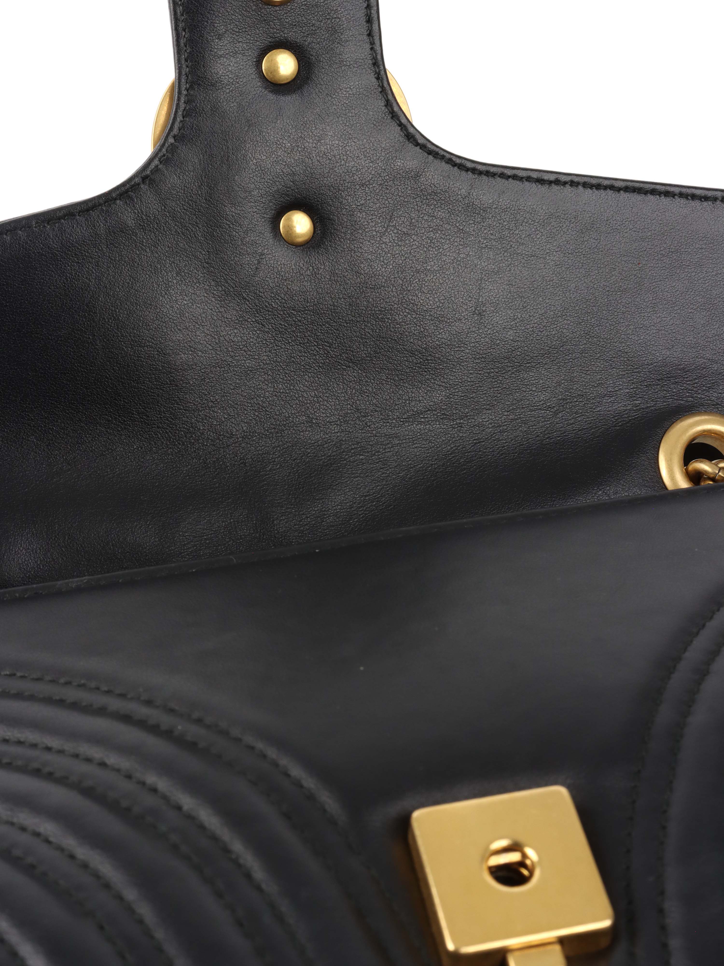 Gucci Black Small Marmont Shoulder Bag for Women - Luxury Leather Crossbody Purse with Chain Strap, Perfect for Date Night & Evening Events