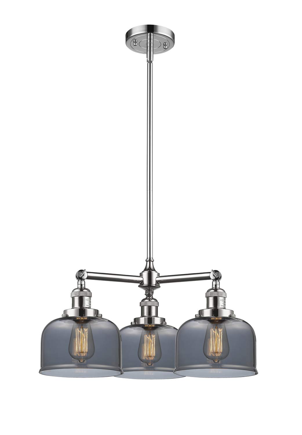 Vintage Dimmable LED Chandelier with 3 Lights - Polished Chrome Finish - Energy Efficient Ceiling Fixture for Dining Room, Bedroom or Living Room Decor