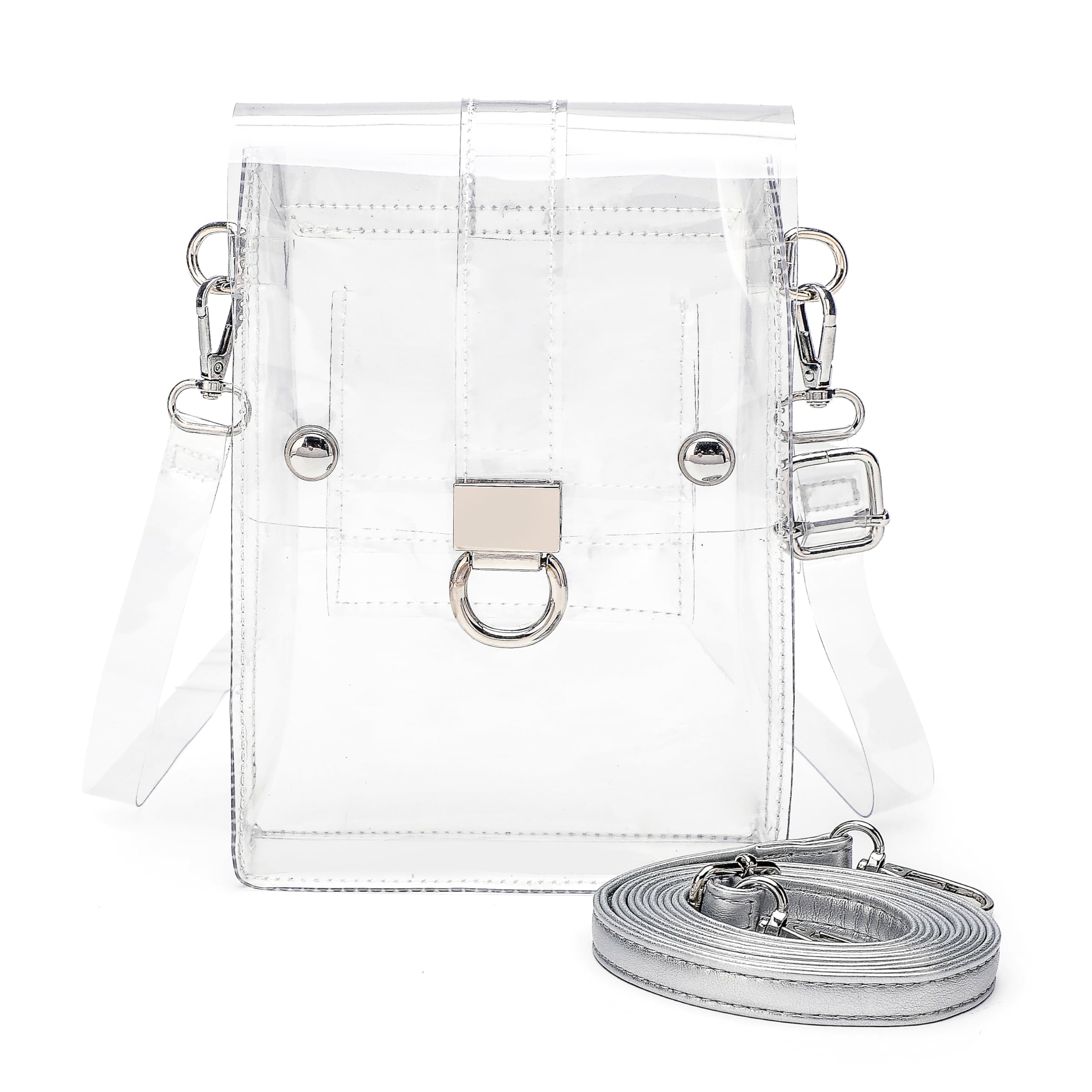 Women's Small Clear Clutch Purse - Crossbody Shoulder Bag with Phone Pocket | PVC Transparent Stadium Approved Handbag for Concerts, Festivals & Travel