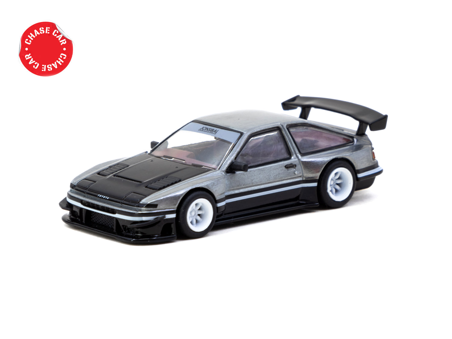 Tarmac Works 1/64 Scale Toyota Sprinter Trueno AE86 Widebody Diecast Model Car - White & Black Limited Edition with Tarmac Cards - Perfect for Collectors, Display, and Racing Scenes