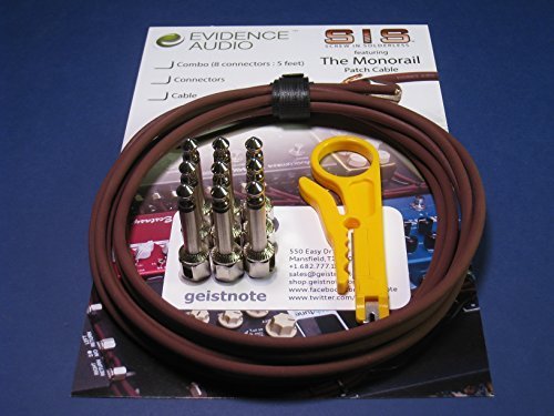 Geistnote Evidence Audio The Monorail Guitar Cable - 10ft Burgundy SIS Solderless Pedalboard Kit with 10 Plugs | Premium Instrument Cable for Guitarists & Musicians | Perfect for Live Performances, Studio Recording & Pedalboard Setup