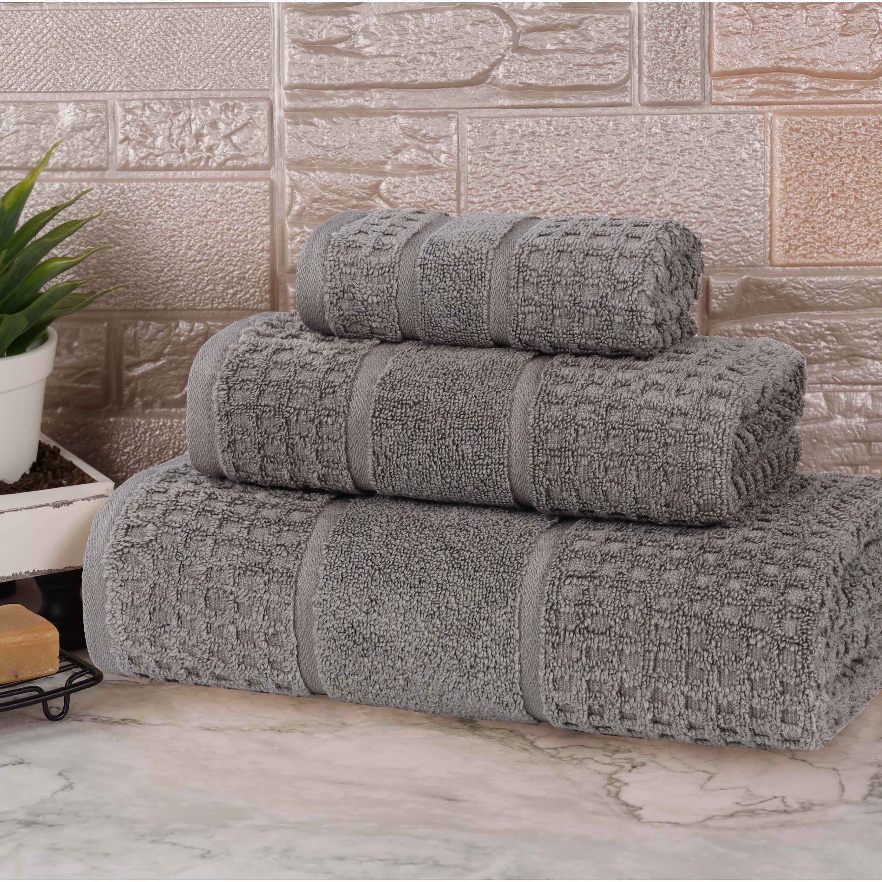 Premium Zero Twist Cotton Waffle Honeycomb Bath Towel Set - Ultra Soft & Highly Absorbent 3-Piece Set for Spa, Bathroom & Luxury Home Use