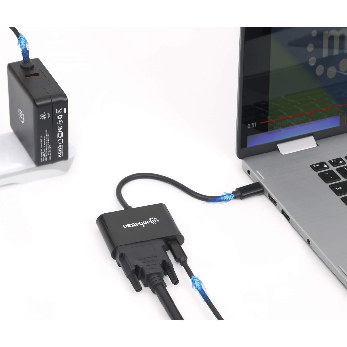 USB C to DVI Adapter with 4K 60Hz & Power Delivery - Connect Laptop to Monitor for Work, Gaming & Home Theater