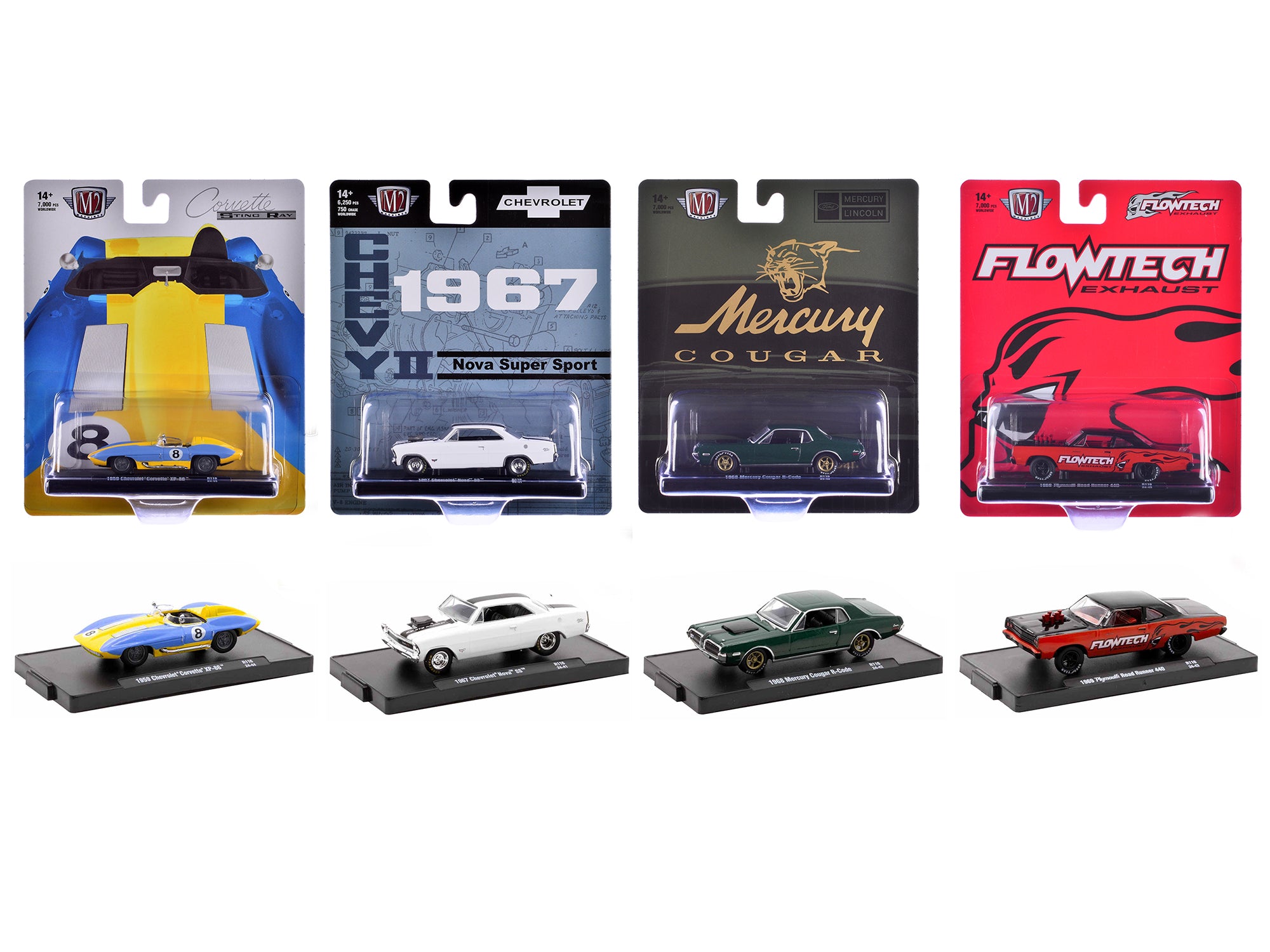 M2 Machines 1/64 Scale Diecast Model Cars - Auto Drivers Set of 4 Limited Edition (7000 Pieces Worldwide) - Collectible Miniature Vehicles for Display, Gifts & Racing Enthusiasts