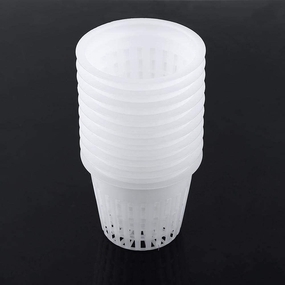 10pcs Hydroponic Planting Mesh Net Pots - White Slotted Grow Baskets for Indoor & Outdoor Gardening - Perfect for Hydroponics, Aquaponics, and Seed Starting