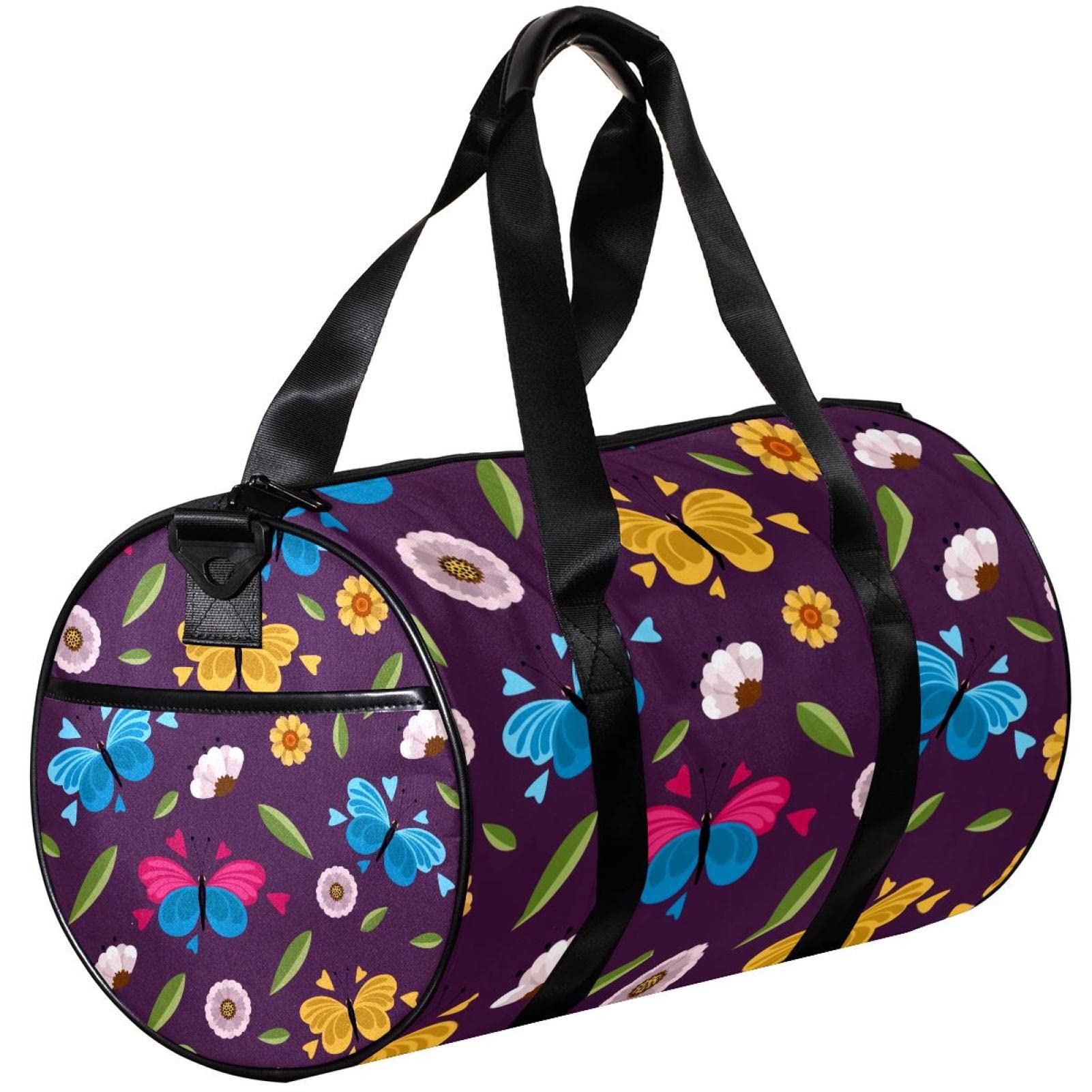 Men's Gym Bag - Large Butterfly Purple Duffle Bag for Workout & Travel with Wet Pocket - Perfect for Gym, Sports, Travel & Weekend Getaways