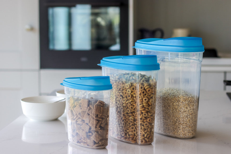 3-Piece Airtight Plastic Food Storage Container Set for Flour, Sugar & Rice - Perfect for Kitchen Pantry Organization & Bulk Food Storage